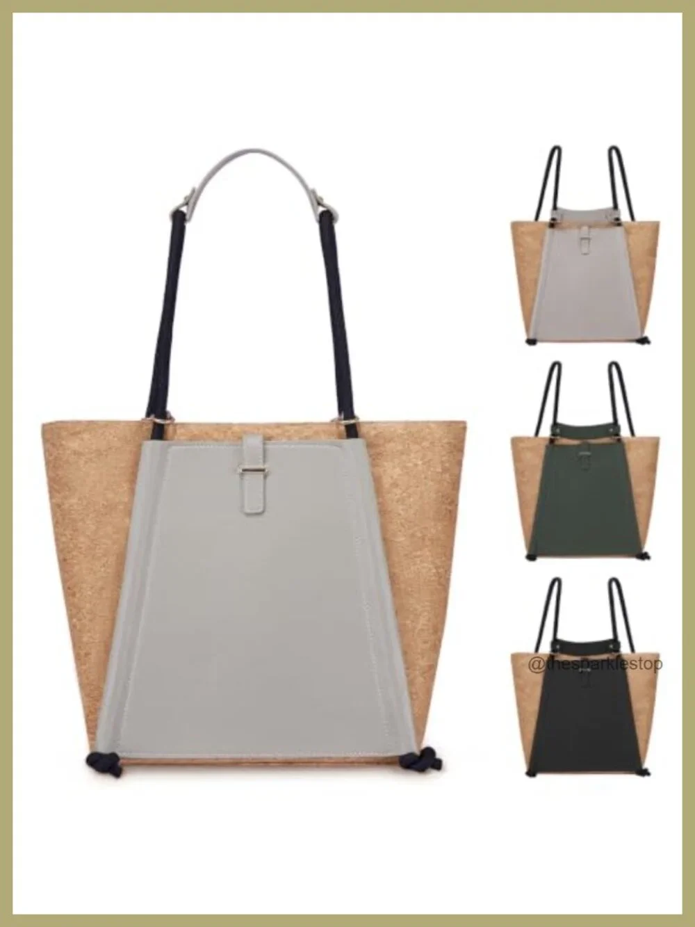 Cork Leather Work Travel Tote Bag Top Handle Handbag Women